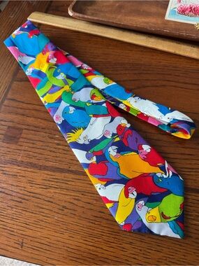 Mango Man Tie Handcrafted in USA Parrots All Over Print Cotton Colorful Tropical
